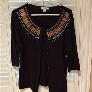 Black Cardigan with Beaded Accents